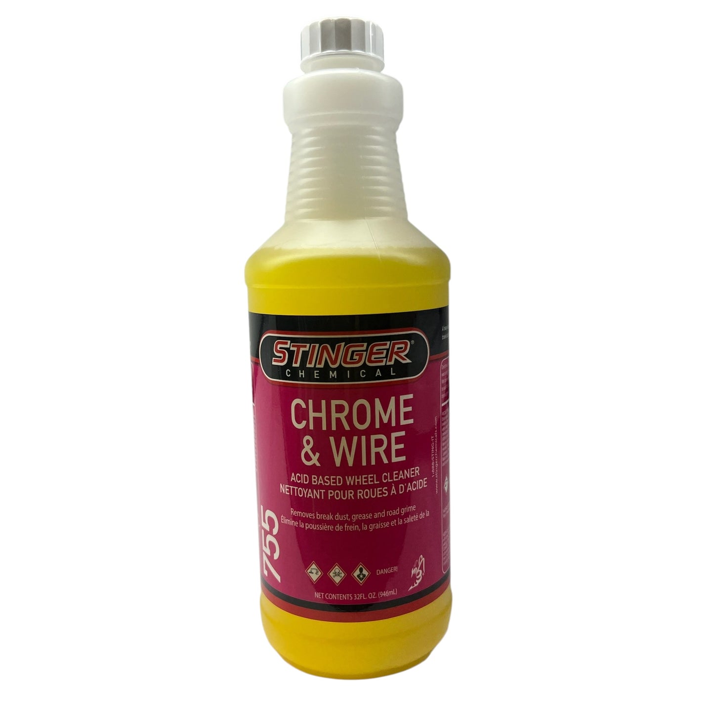 Stinger Chemical 755 Chrome & Wire Acid Based Wheel Cleaner - (32 FL. oz./946mL)