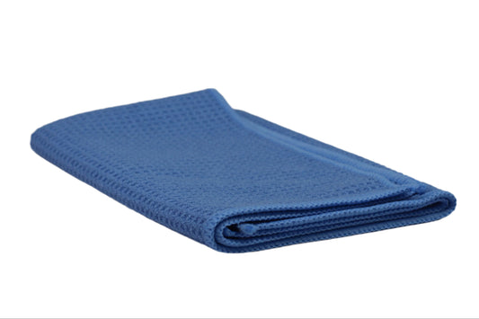 16" X 16" BLUE PROFESSIONAL WAFFLE WEAVE MICROFIBER WINDOW TOWEL