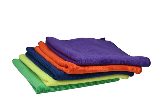 16" X 16" ASSORTED PROFESSIONAL MICROFIBER TOWEL (5 Pack) Blue,Green,Yellow,Orange,Purple