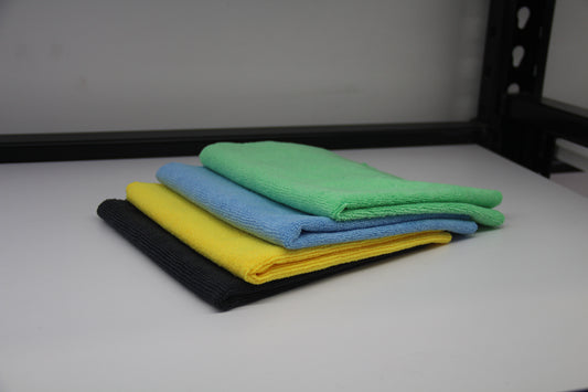 Assorted Edgeless Towels (4 Pack-Black, Yellow, Blue, Green)